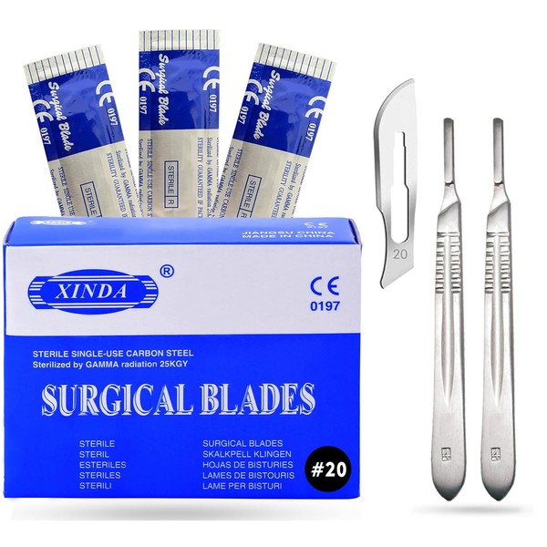 MuskalMed Pack of 100 Blades #20, Scalpel Blades for Knife