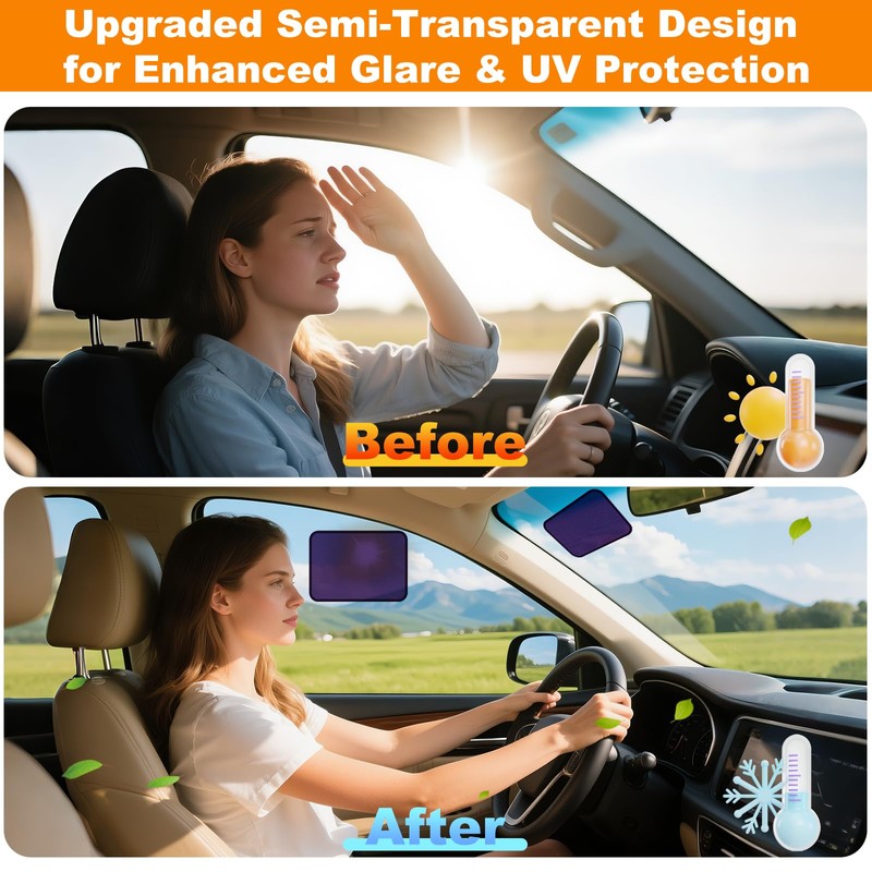 KOCZIL Square Static Cling Car Window Shades for Windshield &