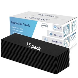 Rubber Carpet Stair Treads Non Slip Set of 15, 8"x30" Stairway Mat Stair Rug, Reusable Staircase Covers Step Pads for Pet, Kids and Elderly, Deep Brown