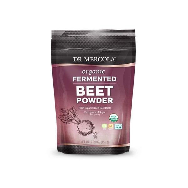 Dr. Mercola, Organic Fermented Beet Powder, 5.29 oz (150 g), 30 Servings, Supports Healthy Blood Flow, Supports Immune Health, Non GMO, Soy Free, Gluten Free, USDA Organic