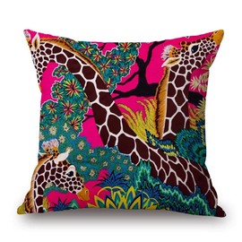 The Beach Stop Tropical Jungle Giraffe Scatter Cushion Cover | Unique Living Room & Bedroom Decor | Gift Idea | 45x45cm 18x18” | Jungle Giraffe