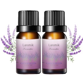 Lanmik 2 Pack 100% Natural Pure Lavender Essential Oils Undiluted French Blue Lavender Oils for Aromatherapy Diffuser (0.33 Fl Oz 2 Pack)