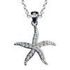 Necklace with starfish pendant, real 925 silver with zirconia, art