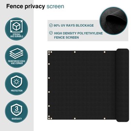 ECOOPTS 4'x145' Privacy Fence Screen Windscreen with Copper Grommets, Fit for Commercial Fence and Residential Garden Outdoor 90% UV Blockage, Cable Zip Ties Included (Black)