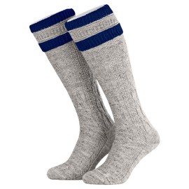 Piarini 1 Pair of Men's Traditional Socks with Cable Pattern Traditional Socks with Wool Cuff Long, Nut Royal