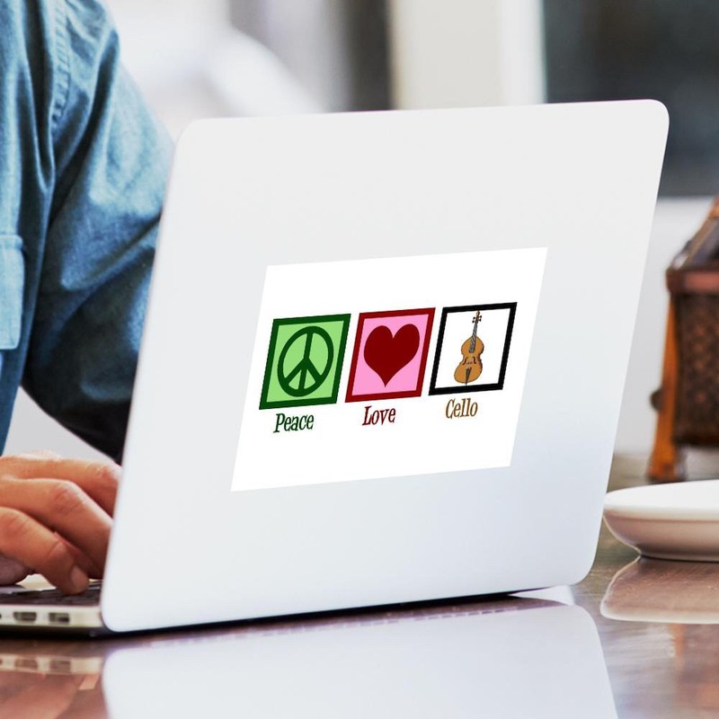 CafePress Peace Love Cello Rectangle Bumper Sticker Car Decal