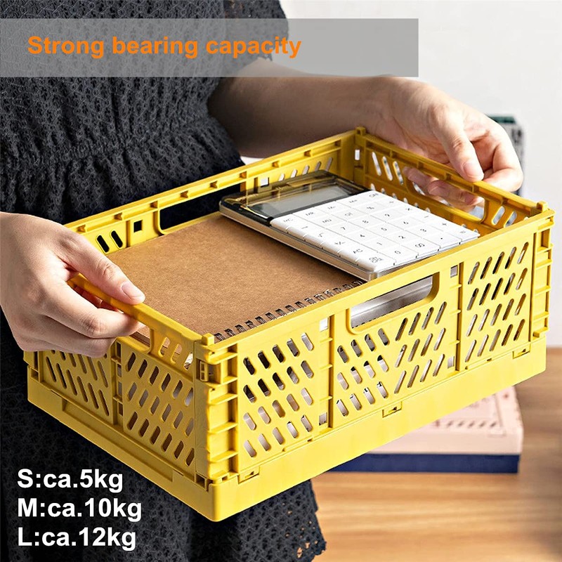 Spesh Pack of 2 Folding Boxes, Foldable Storage Basket, Plastic