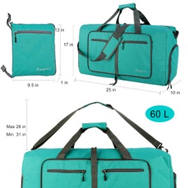 Woogwin Travel Duffel Bag Large Foldable Waterproof Overnight Bag for Beach Swim Bags Pool Sports Gym (60L SnowGreen)