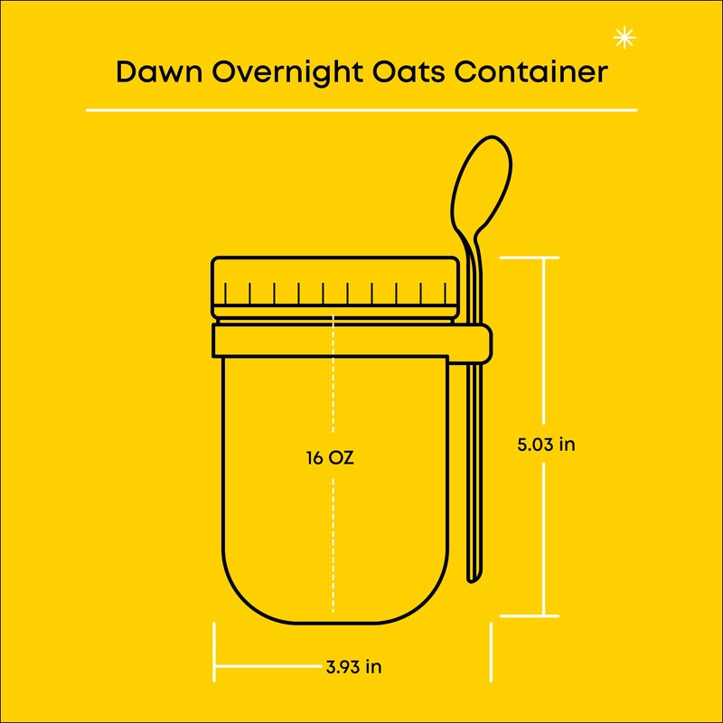 JoyJolt 3-Pack Glass Overnight Oats Jars with Lids and Spoons