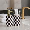 Bathroom Toothbrush Holder Set, Ceramic Checkered Soap Dispenser and Tooth