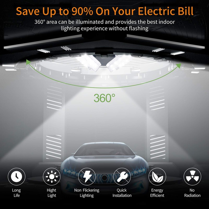 KERNOWO 2 Pack LED Garage Light, 140W 18500 Lumens Garage