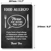 Please Ask Before You Eat, Food Allergy and Intolerance Warning