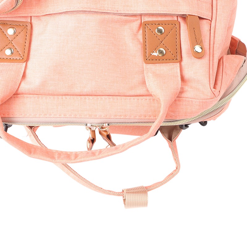 Pink Diaper Bag Backpack Multi Compartment Waterproof Large Capacity Travel