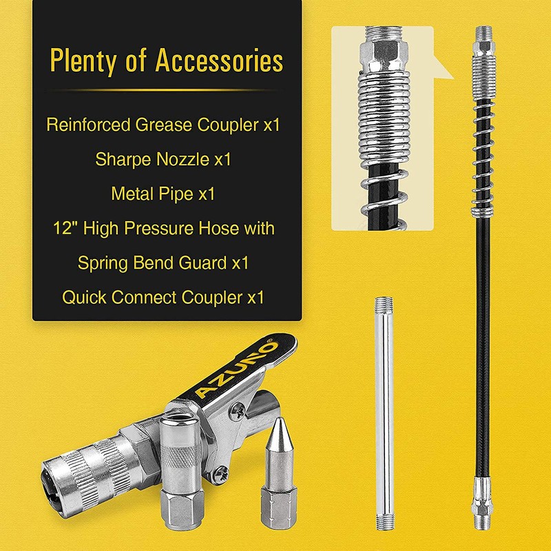 AZUNO Pistol Grip Grease Gun, 6500 PSI Heavy Duty Grease