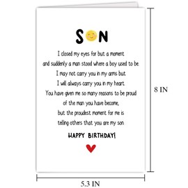 Supoeguk Heartfelt Birthday Card - Poem for Son, Proudest Moment for Mom & Dad