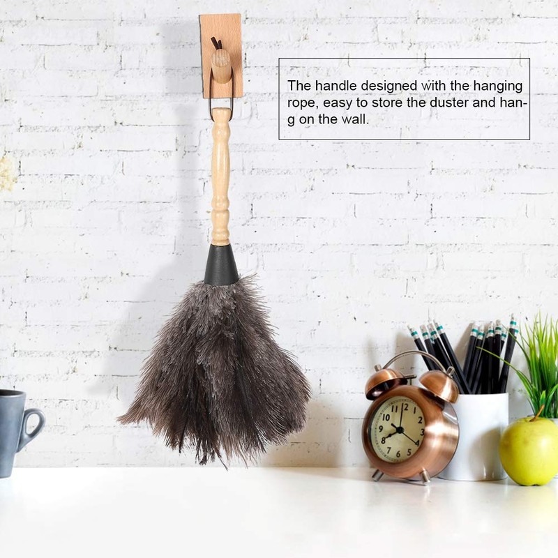 34cm Ostrich Feather Duster Reusable Wooden Handle Dust Removal Anti