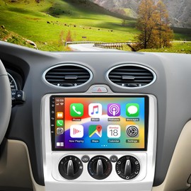 2G+64G Android 13 Double Din Car Stereo for Ford Focus Mk2/Mk3 Exi MT 2 3 2004-2011, 9 Inch Touchscreen Car Radio Reciever w/Wireless Carplay Android Auto Bluetooth GPS Navi WIFI FM SWC Backup Camera