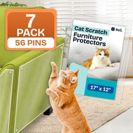 Reli. Cat Scratch Furniture Protector (7 Pack w/Pins) XL | Cat Couch Protector from Claws | Clear Plastic Anti Scratch Furniture Shield for Couch Corner, Sofa