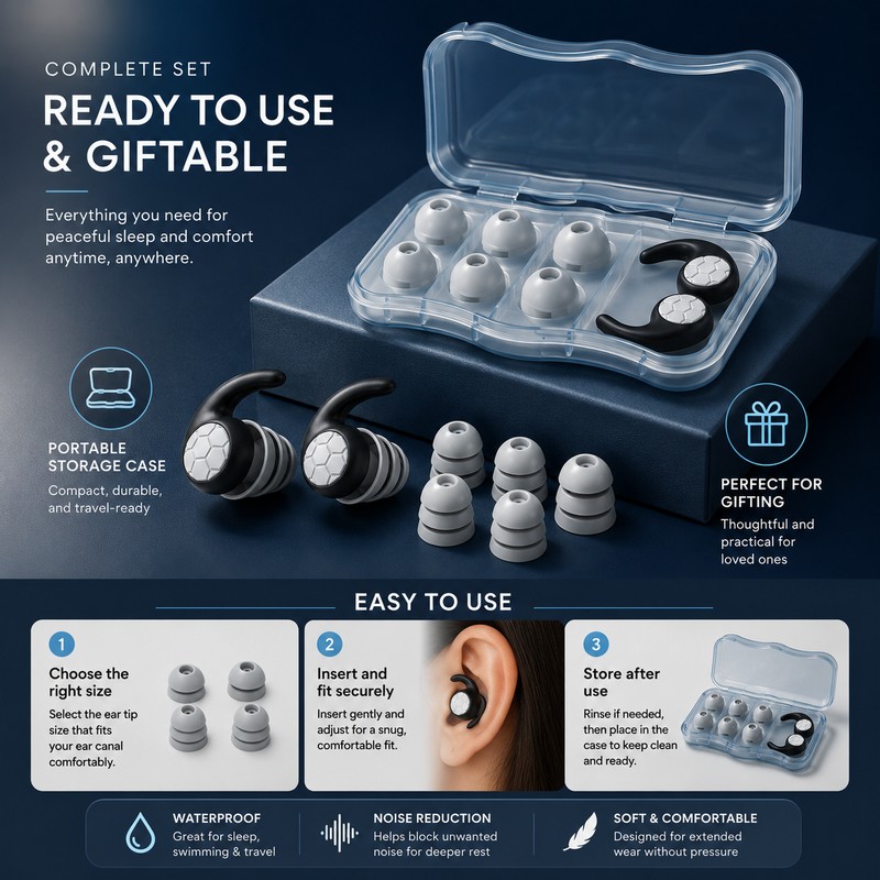 Reusable Ear Plugs for Sleeping and Swimming – Waterproof Noise