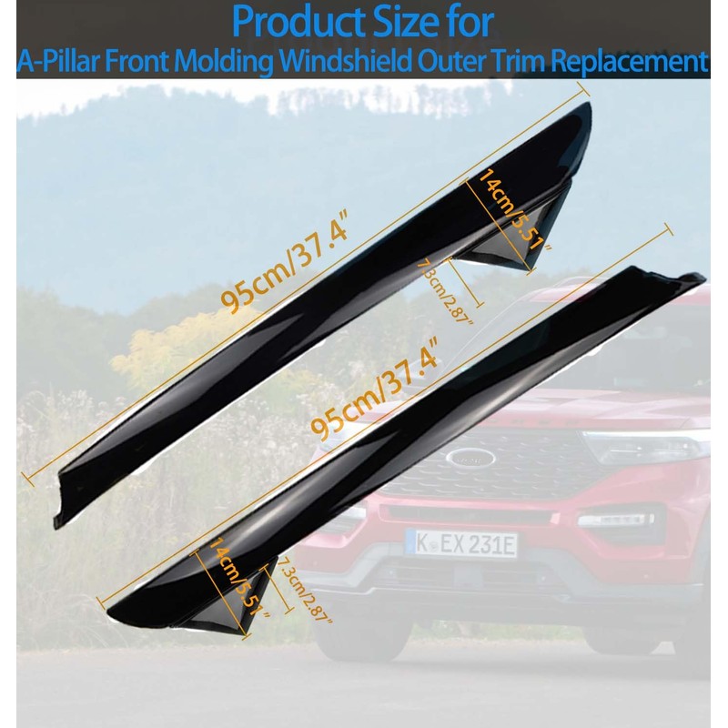 11-19 Explorer Windshield Outer Trim Pillar Front Molding Right+Left Replacement