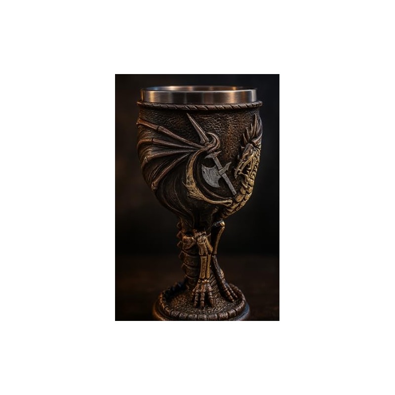 JRose Collections Dragon Skeleton Goblet Chalice – Medieval Gothic Wine
