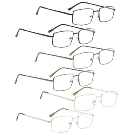 LUR READING GLASSES 6 pack Metal Readers for Men