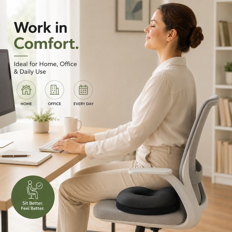 Donut Seat Cushion for Sitting Comfort – Memory Foam Tailbone