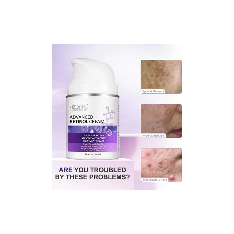 Crema Antiedad Kizenka Retinol 2.5% Hidratante Día/Noche 50ml
