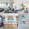 Qufute Mid-Century Modern Plug in Pendant Light Fixture,Blue Glass Pendant