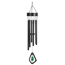 ICE ARMOR 33" Long Black Metal Wind Chime Statue Sculpture Ornament Decoration Garden Decor Ideas for Housewarming, Holidays and Birthdays Great Collectible Addition