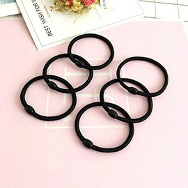 Black Hair Elastics, No-Damage Hair Ties, Pack of 2