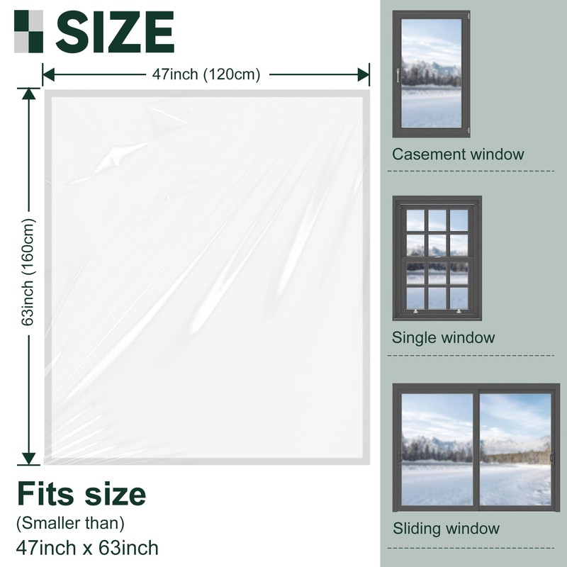 Flehomo 120 x 160 cm Window Insulation Kit, Adjustable Window