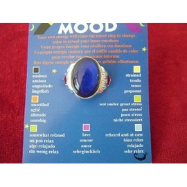 Spiritual Gifts Mood Ring - Oval Shaped; on a Card with Colour Coded Chart telling you your Inner Moods - adjustable to fit different size of fingers - from