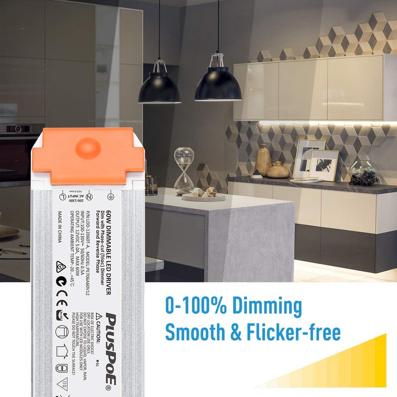 60W Dimmable LED Transformer, 12V Triac ELV/MLV/Dimmable Led Driver, Compatible