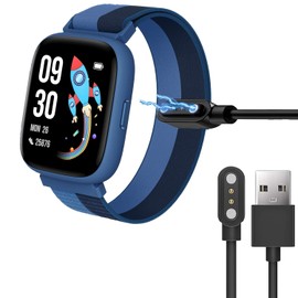 Blueshaweu Charging Cable Compatible with Biggerfive Smartwatch Children 1.8 Inch Brave 2, Cable Charger Charging Station Compatible with Biggerfive Brave 2 Smartwatch (Black)