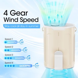 2025 AI Portable Fan Rechargeable, 4 Speeds 6600RPM Strong Airflow, Personal Waist Fan with up to 25H of Working Time, Hanging Neck Fan, Wearable Belt Fan for Camping, Outdoor, Jobsite - Champagne