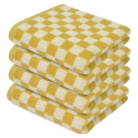 Hand Towels 14"X30" Set of 4 Yellow Washcloths Face Towels for Bathroom Spa Bath Gym Kitchen 100% Cotton Soft Absorbent Cute Towels Decorative for Bohemian Rustic Farmhouse Decor