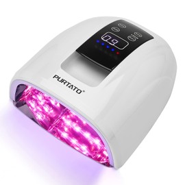 Purtato Professional Salon Rechargeable 90W UV LED Cordless Nail Lamp,45 lamp Beads Long Battery Life,Removable Stainless Steel Bottom, 4 Timer Setting and Smart Sensor Nail Dryer (White)