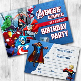 Avengers Party Invitations Birthday Invites (WRITE ON) Packs. (Pack of 20)