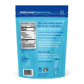 HYDRANT Bulk Unflavored Electrolytes, Fast Acting Hydration with Zero Sugar, Extremely Subtle Taste, Electrolyte Drink Mix (50 Servings, Unflavored)