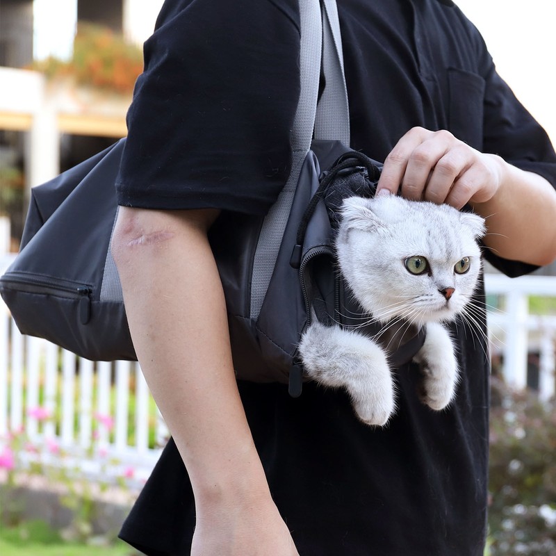 Cat Carrier Bag with Durable Handle Adjustable Neck Zipper Closure