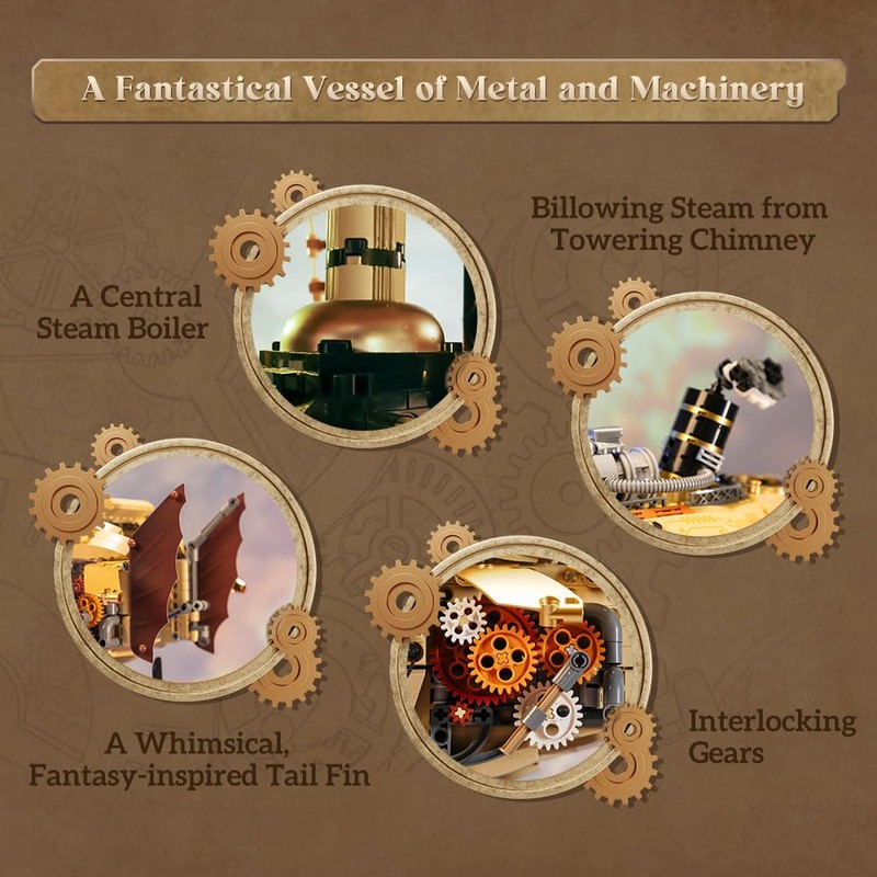PANTASY Steampunk Airship Model Kit for Adults, Dual-Layer Zeppelin with