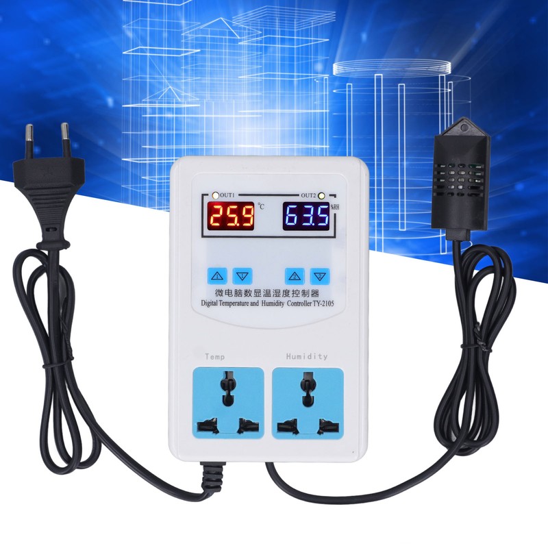 Temperature Humidity Controller -20~60℃ 0~100.0%RH LCD Display Humidistat Thermostat AC