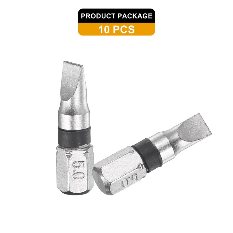 sourcing map 10pcs Slotted Screwdriver Bit SL5 1/4" Hex Shank