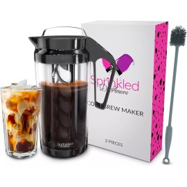 Sprinkled D' Amore Cold Brew Iced Coffee Maker, Pitcher to Blend Roast 2L Bpa-Free Plastic (Black)