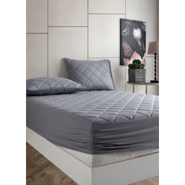 Cotton Mattress Protector, Hypoallergenic, Elastic Bands, Breathable and Comfortable, Stretchy Mattress Cover (Grey, 90 x 190/200 + (25-30))