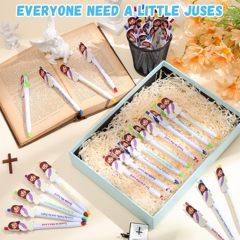50 Pcs Christian Jesus Pens Bible Verse Pens Little Jesus