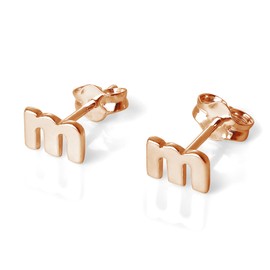 Rose Gold Plated Sterling Silver Letter M Stud Earrings