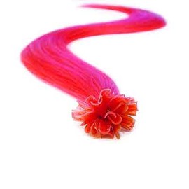 25 Strands Straight Pre Bonded U Nail Tip Fusion Remy Human Hair Extensions 22" Inches Color # Fuchsia Pink (Fuxia)