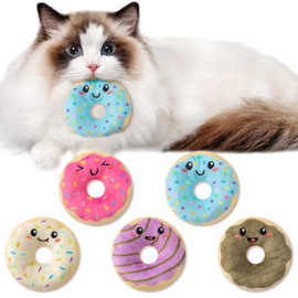 L1rabe Summer Donut Catnip Toys - 5Pcs Donut Cat Toys Gifts Cute Funny Dessert Pet Supplies, Indoor Cats Chew Bite Scratch Teething Tools Kittens Catnip Catmint Birthday Presents Interactive Supplies